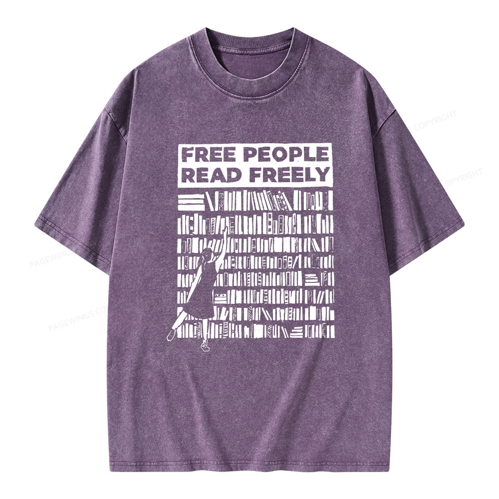 Pagewings Free People Read Freely Unisex Washed T-shirt