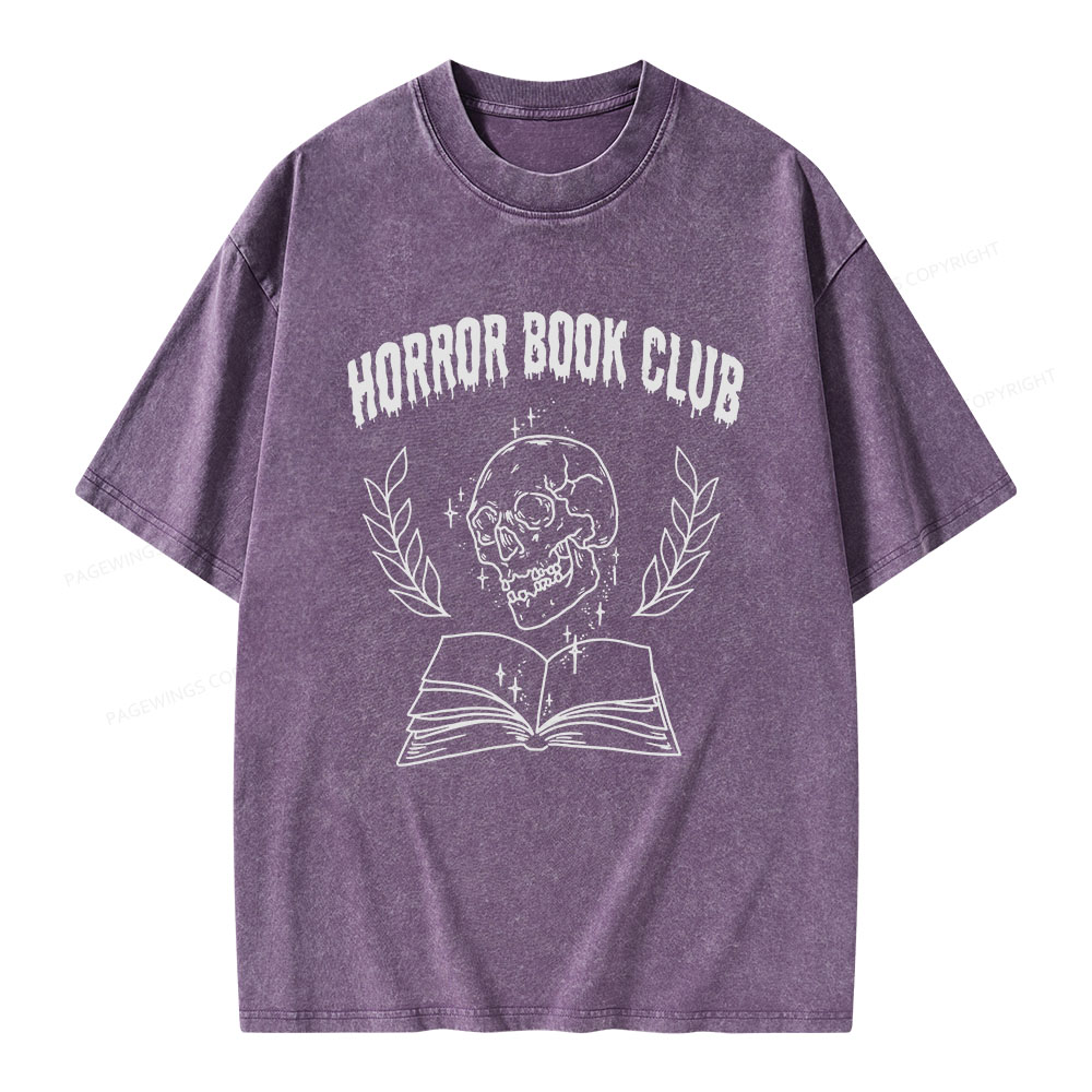 Pagewings Horror Book Club Unisex Washed T-shirt