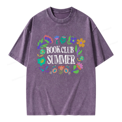 Pagewings Book Club Summer Unisex Washed T-shirt