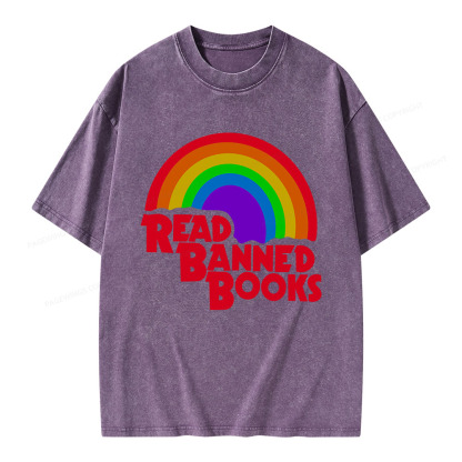 Pagewings Read Banned Books Reading Unisex Washed T-shirt