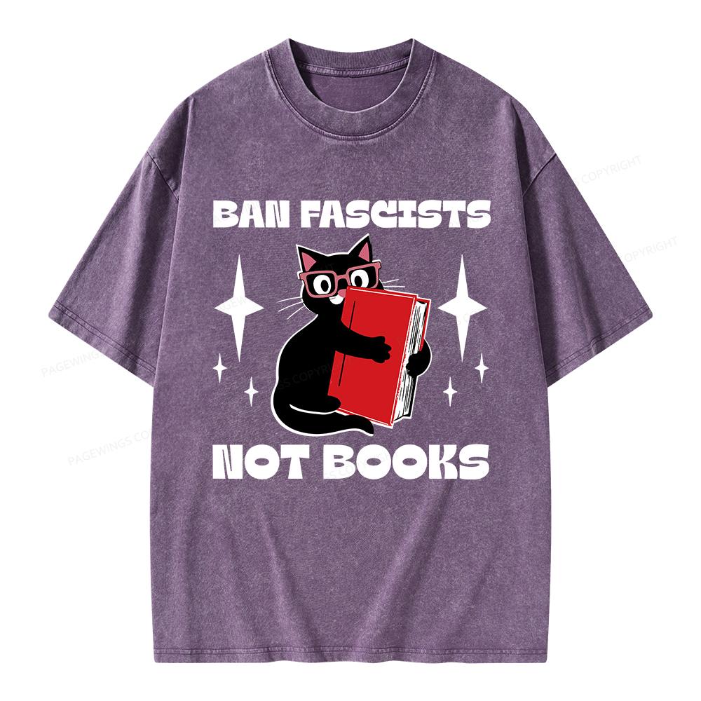 Pagewings Ban Fascists Not Books Unisex Washed T-shirt