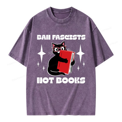 Pagewings Ban Fascists Not Books Unisex Washed T-shirt