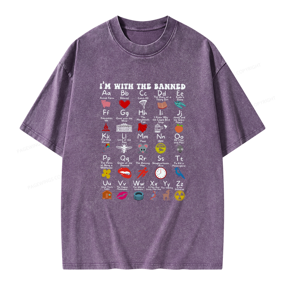 Pagewings I'M With The Banned Book Unisex Washed T-shirt