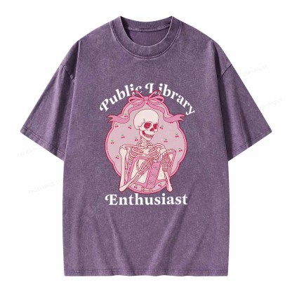 Pagewings Public Library Enthusiast  Unisex Washed T-shirt