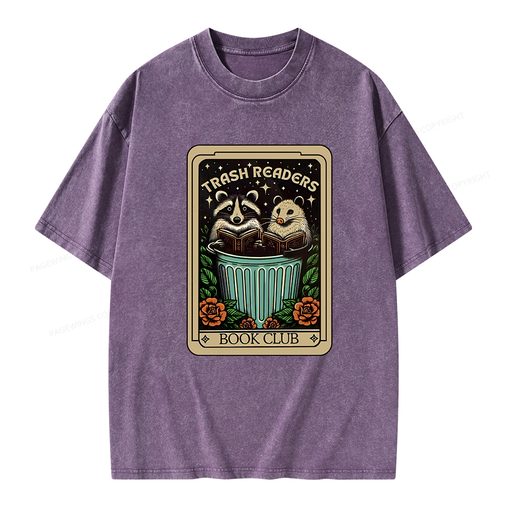 Pagewings Trash Readers Book Club Unisex Washed T-shirt