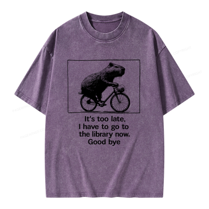 Pagewings I Have To Go To The Library Now Unisex Washed T-shirt