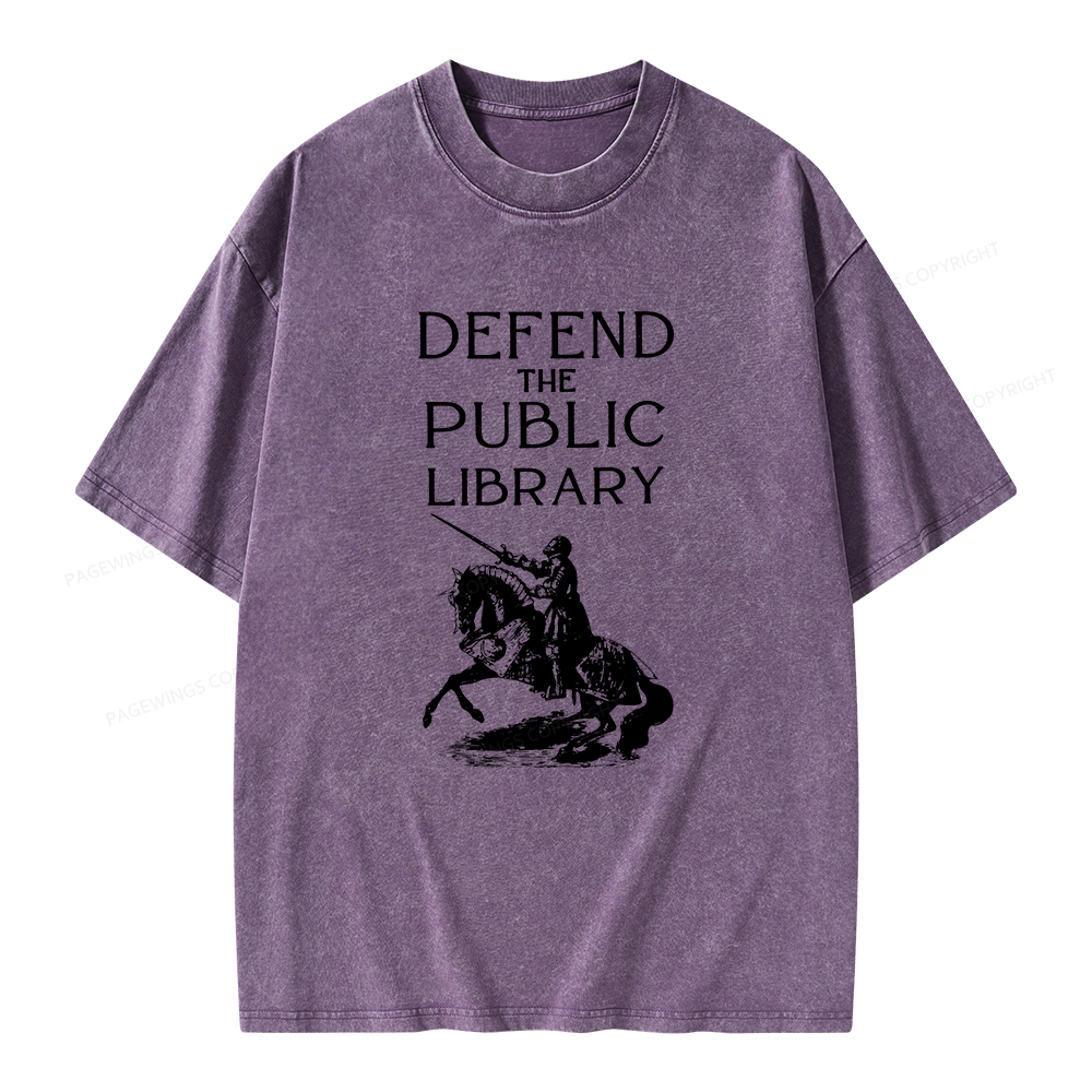Pagewings Defend The Public Library Unisex Washed T-shirt