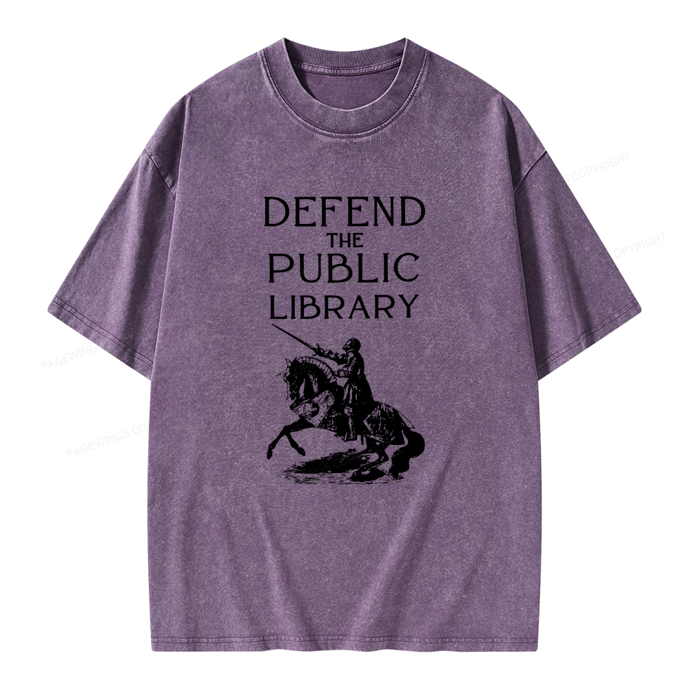 Pagewings Defend The Public Library Unisex Washed T-shirt