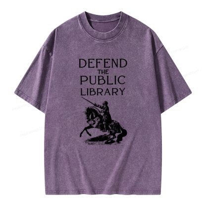 Pagewings Defend The Public Library Unisex Washed T-shirt