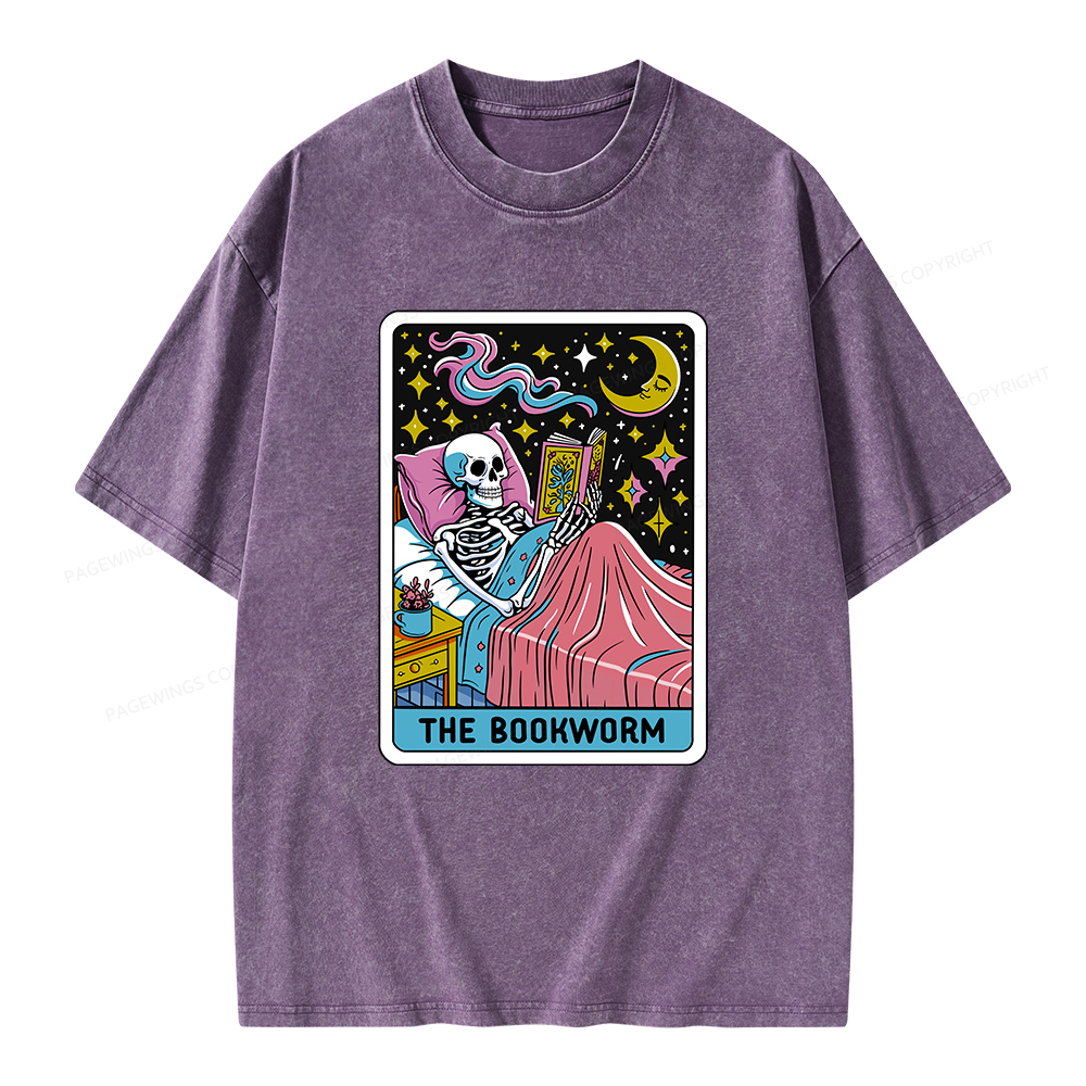 Pagewings The Bookworm Tarot Card Unisex Washed T-shirt