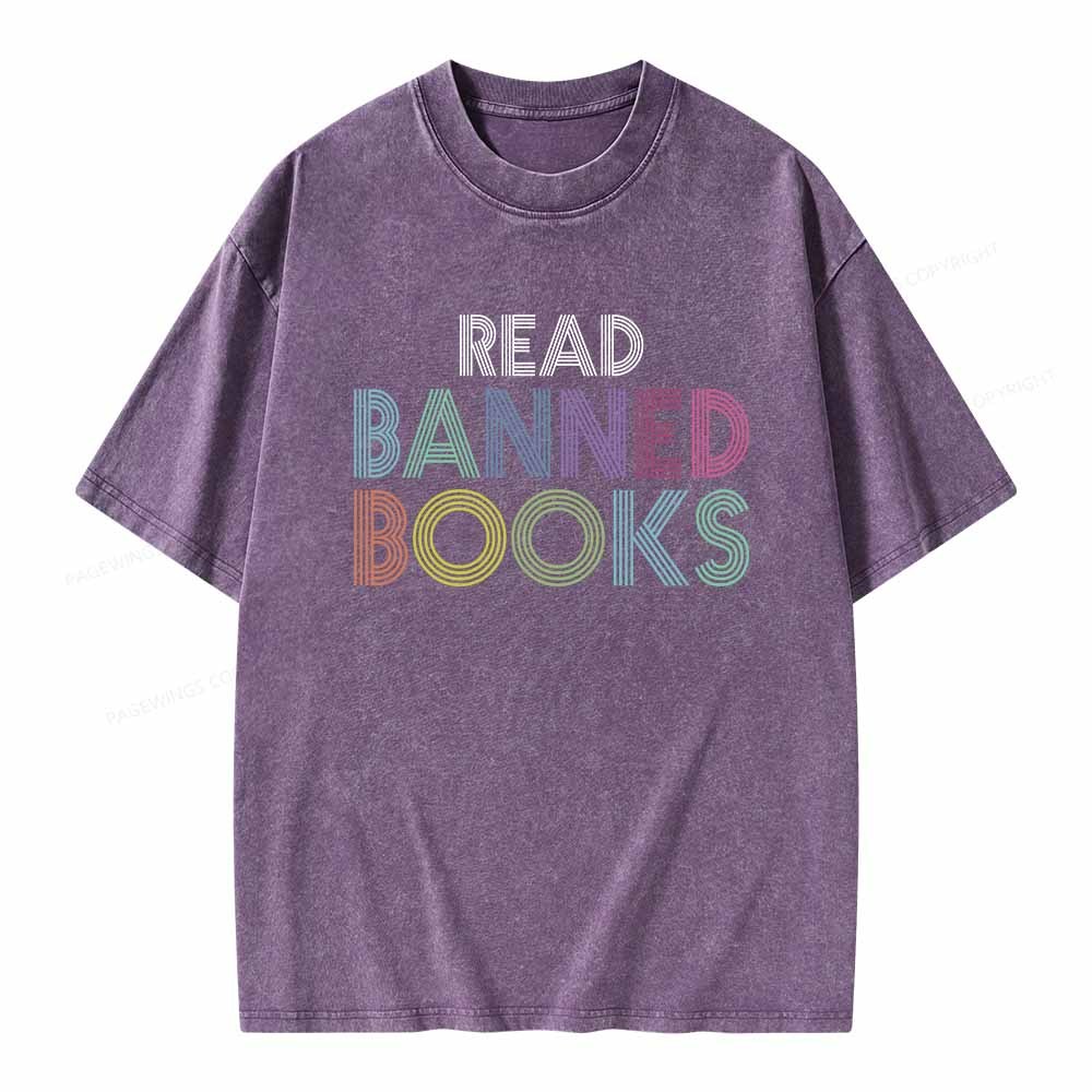 Pagewings Read Banned Books Shirt Unisex Washed T-shirt