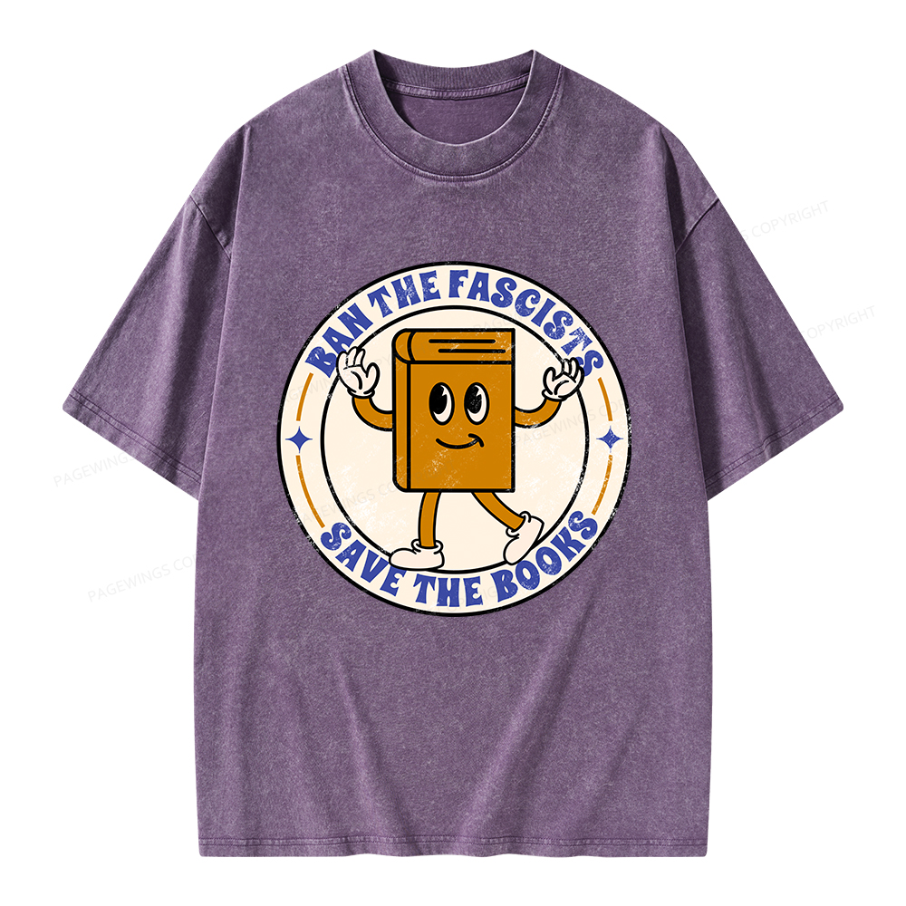 Pagewings Ban The Fascists Save The Books Unisex Washed T-shirt