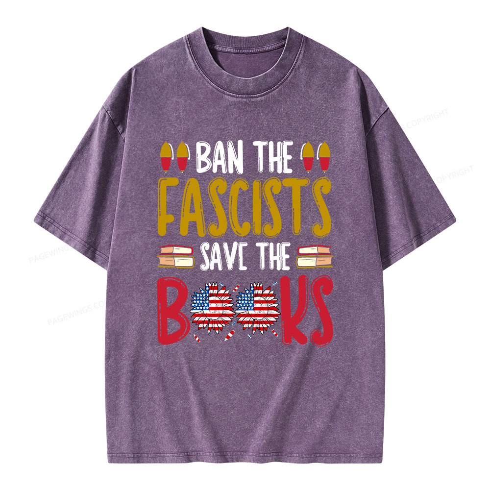Pagewings Ban The Fascists Save The Books Unisex Washed T-shirt