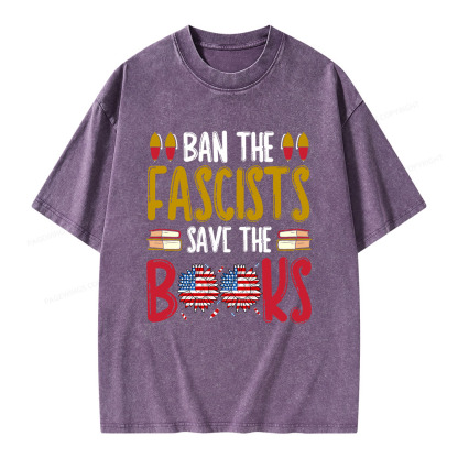Pagewings Ban The Fascists Save The Books Unisex Washed T-shirt