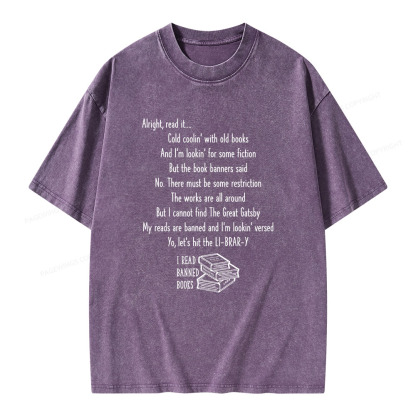 Pagewings Alright Read It I Read Banned Books Unisex Washed T-shirt