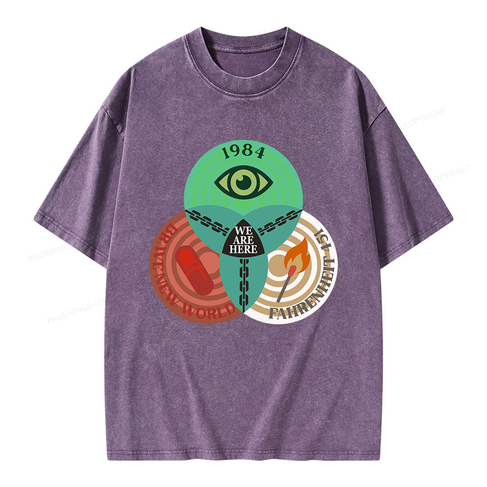 Pagewings We Are Here Unisex Washed T-shirt