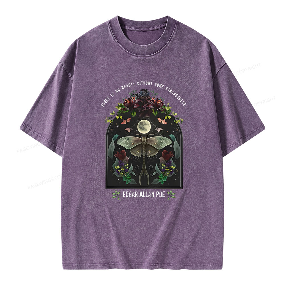 Pagewings Dark Academia Bookish Poe Unisex Washed T-shirt