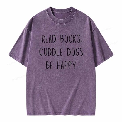 Pagewings Cuddle Dogs Be Happy Unisex Washed T-shirt