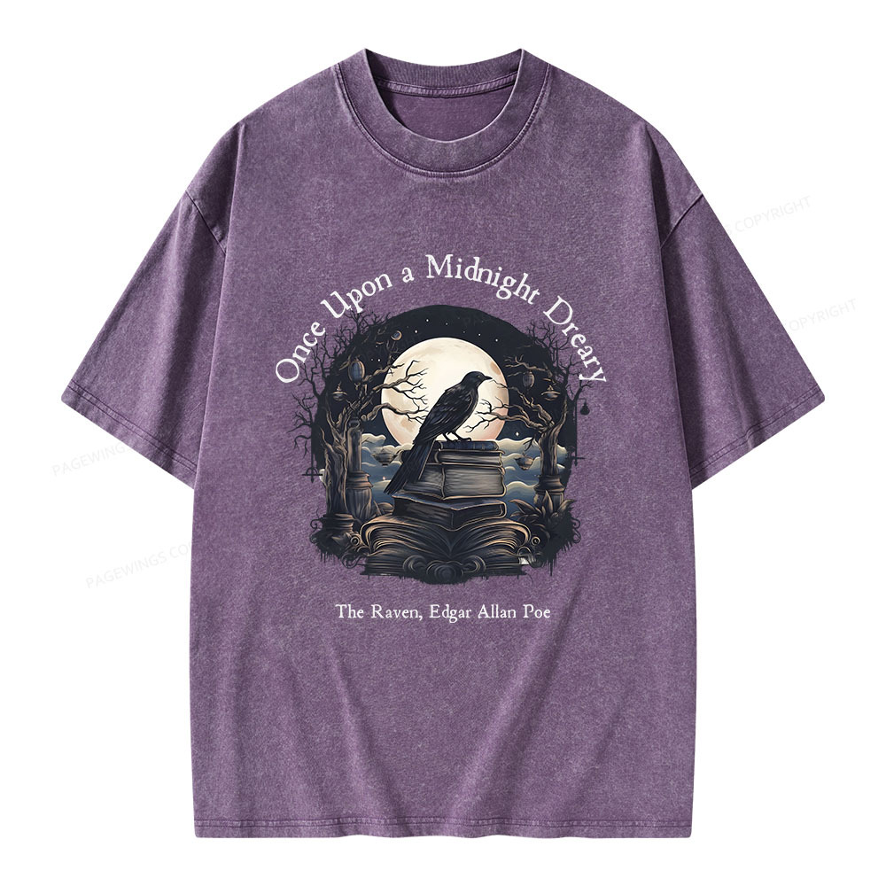 Pagewings Once Upon A Midnight Dreary Unisex Washed T-shirt