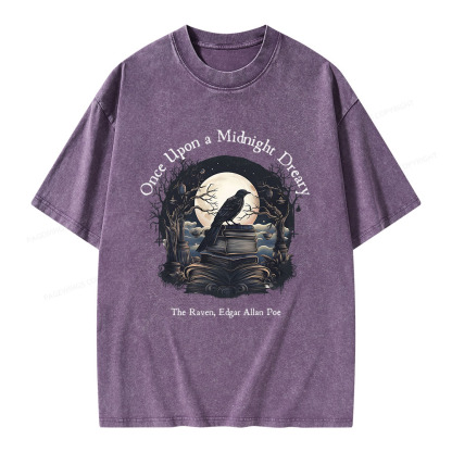 Pagewings Once Upon A Midnight Dreary Unisex Washed T-shirt