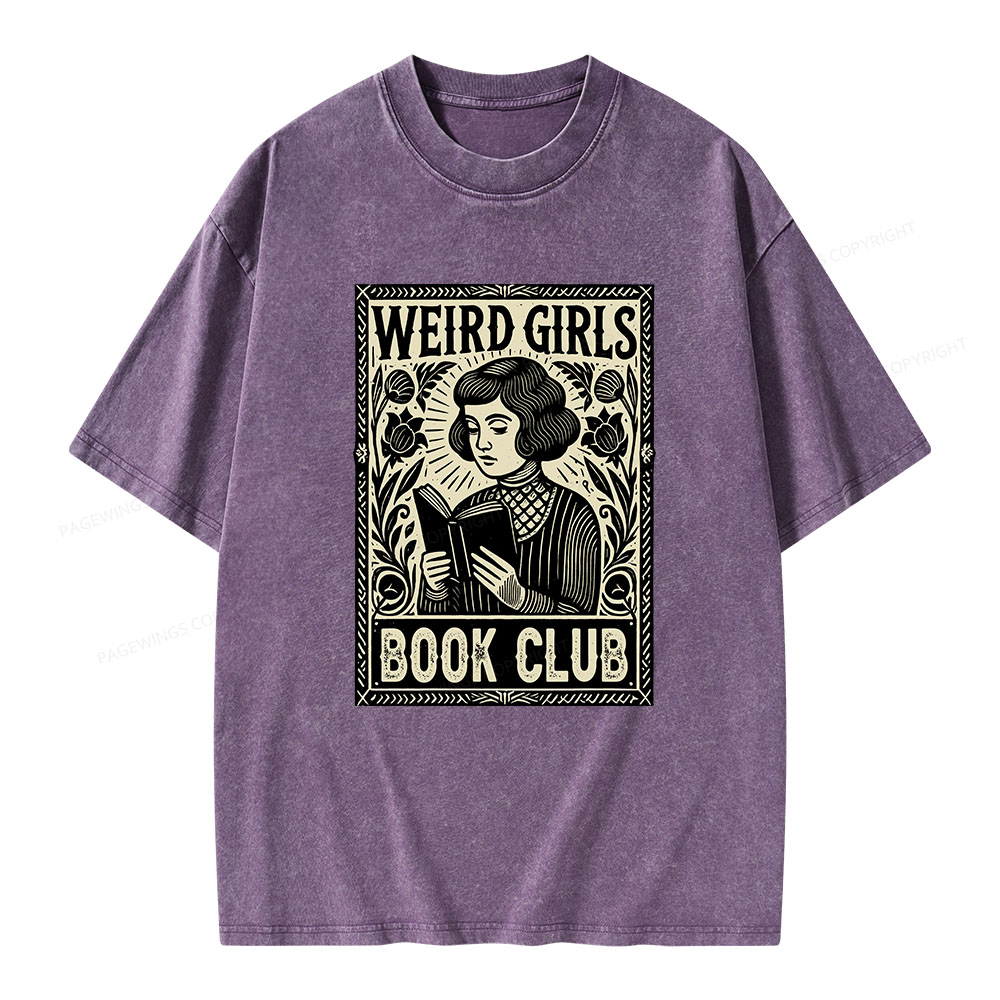 Pagewings Weird Girls Book Club Unisex Washed T-shirt