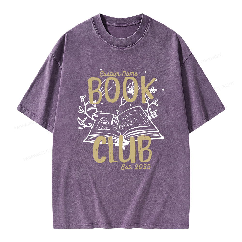 Pagewings Personalized  Book Club Unisex Washed T-shirt