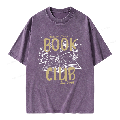Pagewings Personalized  Book Club Unisex Washed T-shirt