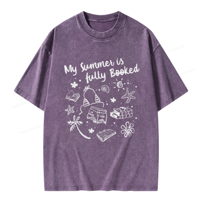 Pagewings My Summer Is Fully Booked Unisex Washed T-shirt