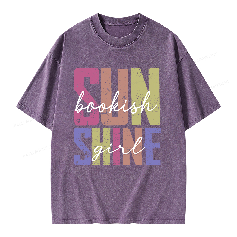 Pagewings Sunshine Bookish Girl Unisex Washed T-shirt