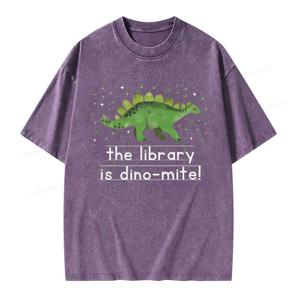 Pagewings The Library Is Dino-Mite Unisex Washed T-shirt