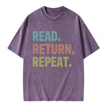Pagewings Read Return Repeat Unisex Washed T-shirt
