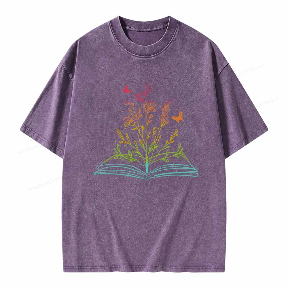Pagewings Book Tees Library Shirts For Women Unisex Washed T-shirt
