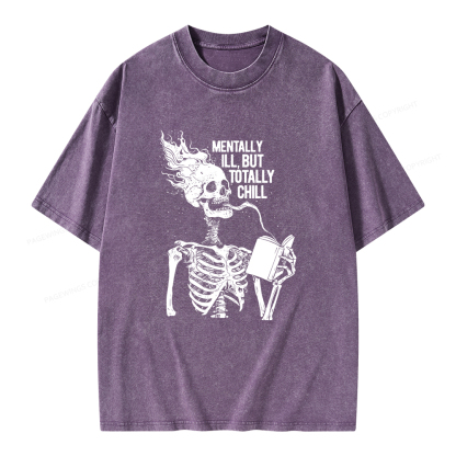 Pagewings Mentally Ill But Totally Chill Unisex Washed T-shirt