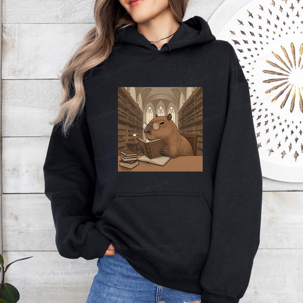 Pagewings The Reader Capybara Unisex Classic Hoodie