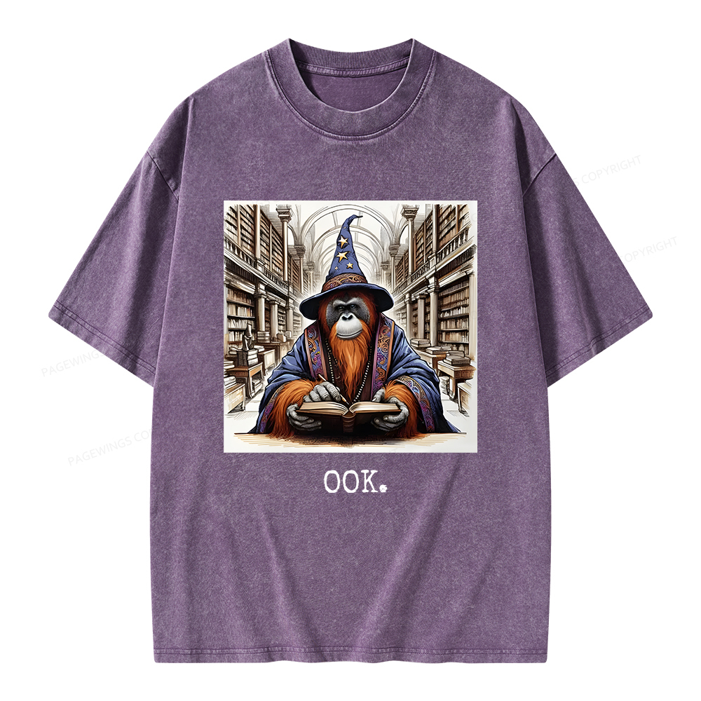 Pagewings Orangutan Librarian OOK Unisex Washed T-shirt