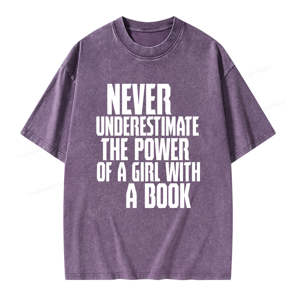 Pagewings The Power Of A Girl With A Book Unisex Washed T-shirt