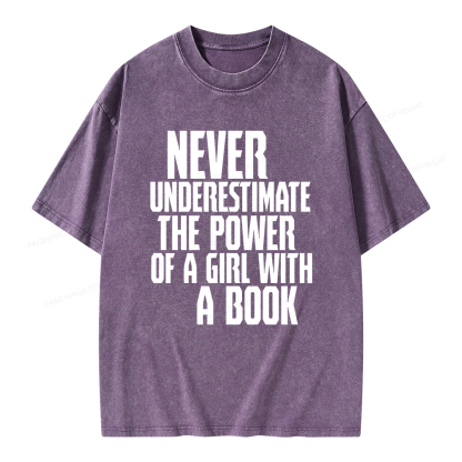 Pagewings The Power Of A Girl With A Book Unisex Washed T-shirt