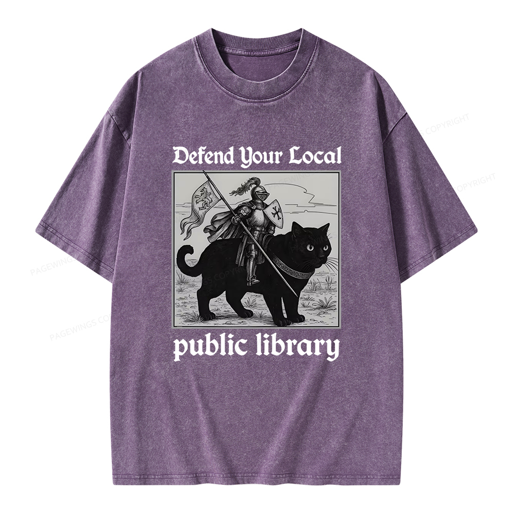 Pagewings Defend Your Local public library Unisex Washed T-shirt