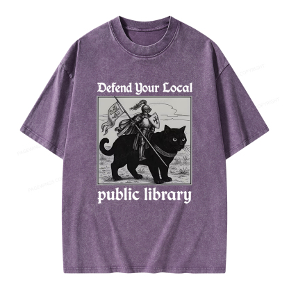Pagewings Defend Your Local public library Unisex Washed T-shirt