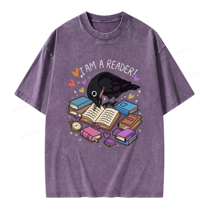 Pagewings I Am An Reader Unisex Washed T-shirt