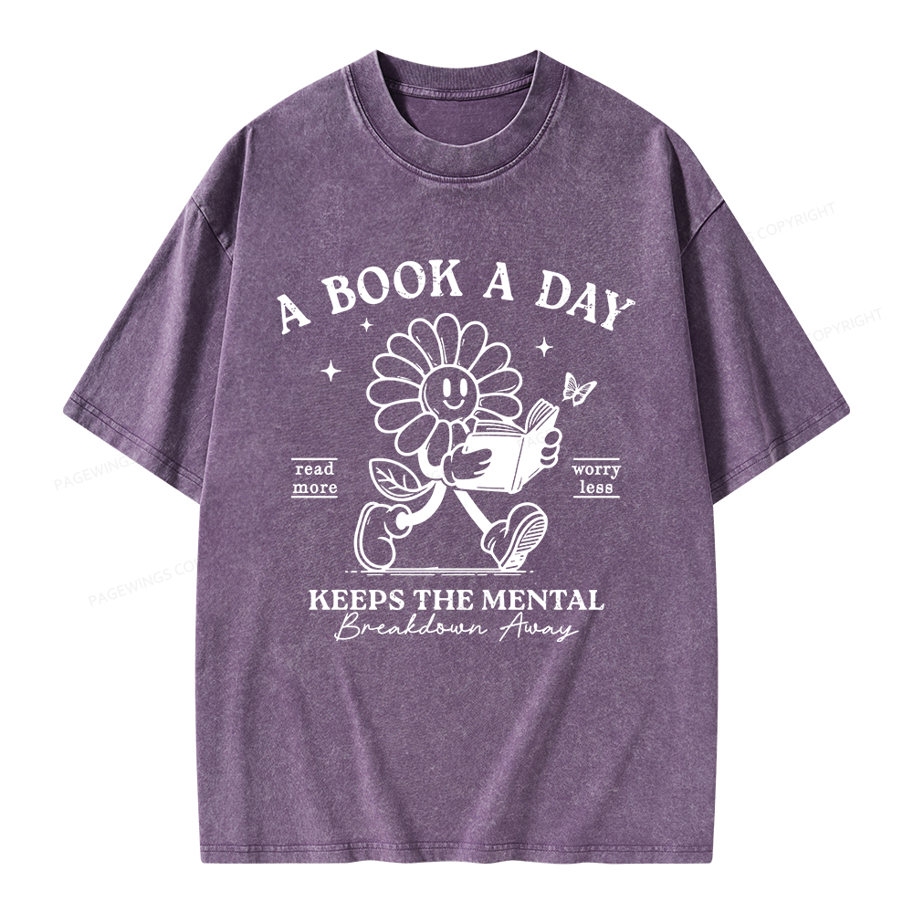 Pagewings Read More Worry Less Unisex Washed T-shirt