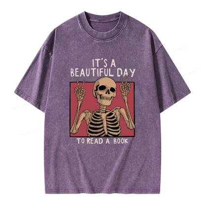 Pagewings It's A Beautiful Day To Read A Book Unisex Washed T-shirt