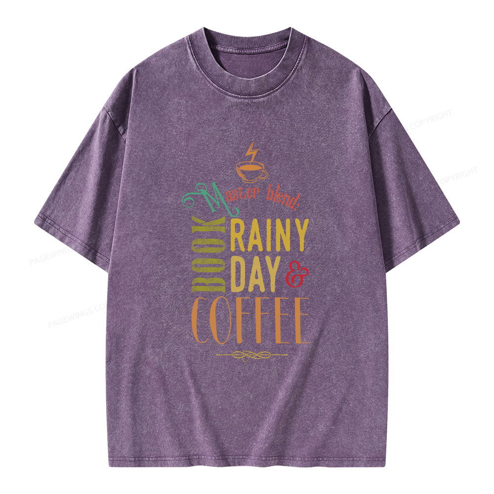 Pagewings Coffee, book & Rainy Day Unisex Washed T-shirt