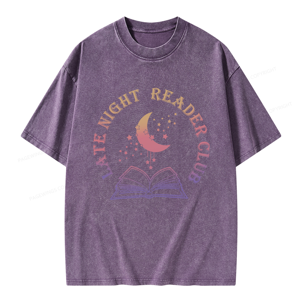 Pagewings Late Night Reader Club Unisex Washed T-shirt