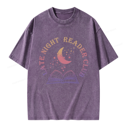 Pagewings Late Night Reader Club Unisex Washed T-shirt