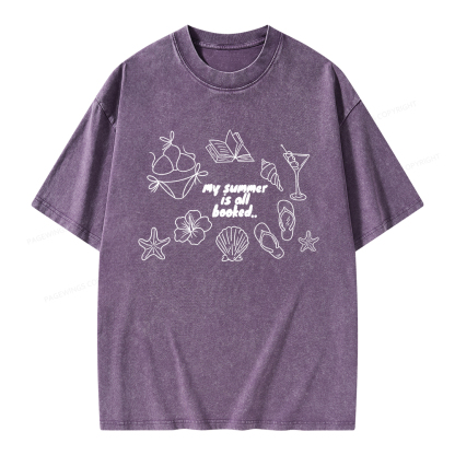 Pagewings My Summer Is All Booked Unisex Washed T-shirt
