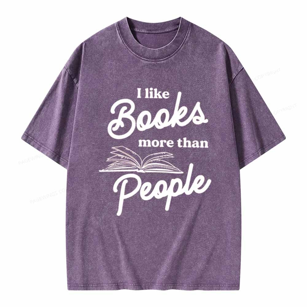 Pagewings Books More Than People Unisex Tee Unisex Washed T-shirt