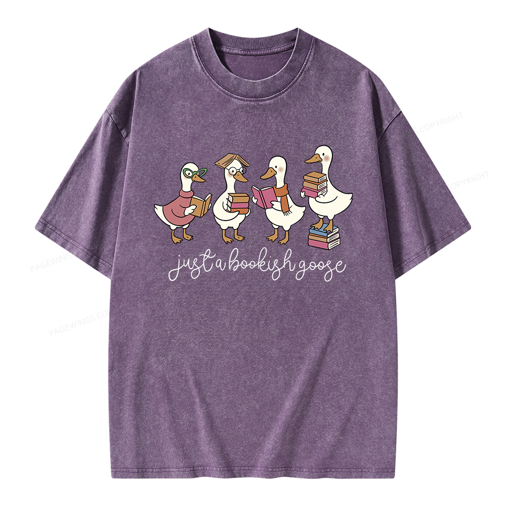 Pagewings Just A Bookish Goose Unisex Washed T-shirt