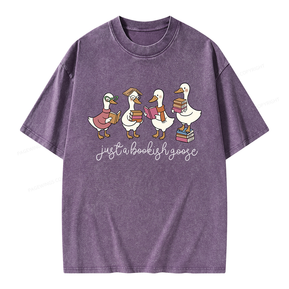 Pagewings Just A Bookish Goose Unisex Washed T-shirt