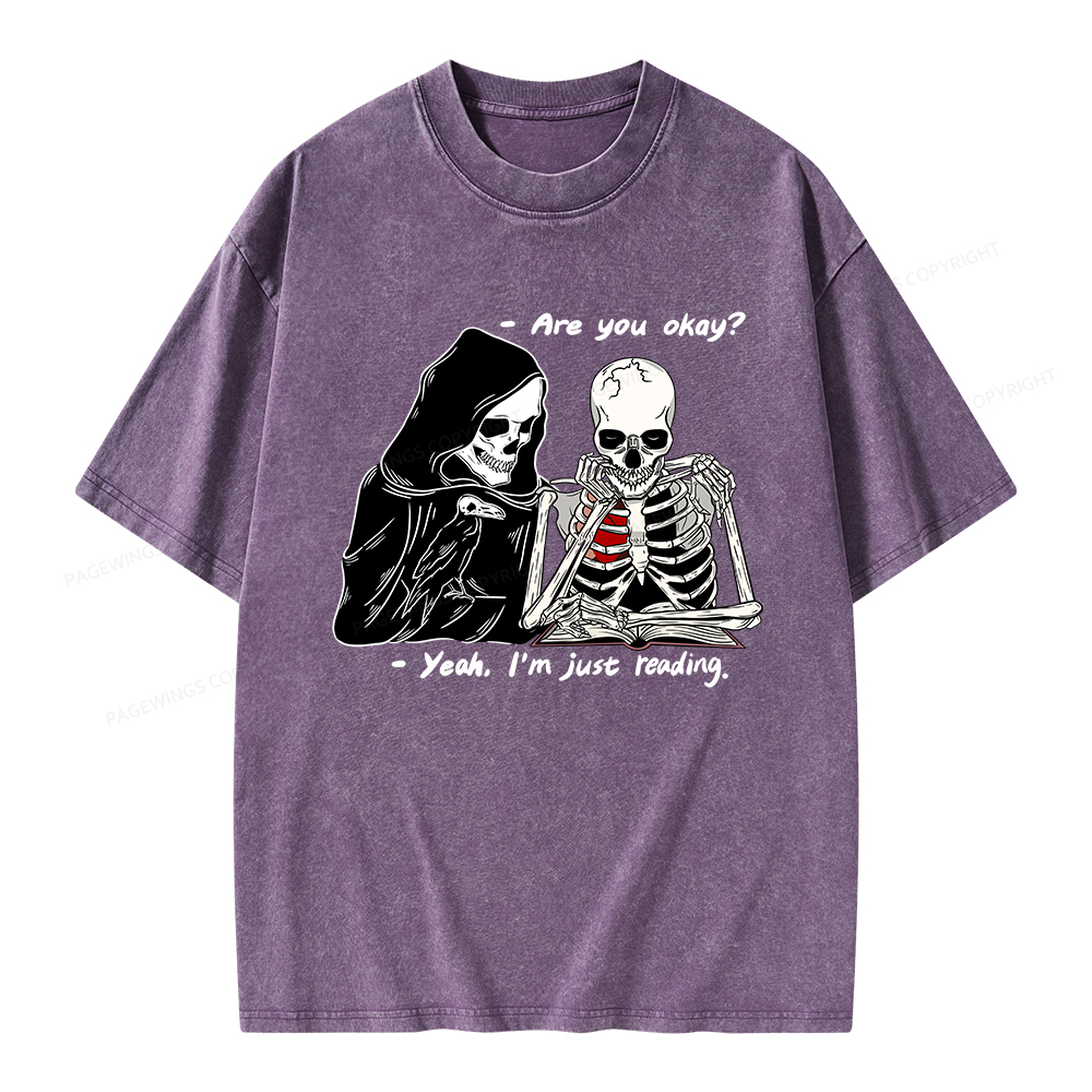 Pagewings Yeah I'm Just Reading Unisex Washed T-shirt